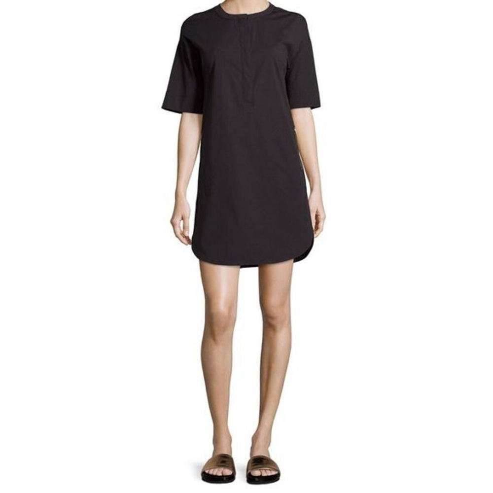 Theory Womens Floryn Crew Neck Short Sleeve Cotton Poplin Mini Dress Sz S